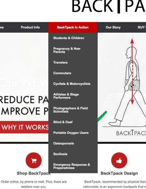 BackTpack in Action Menu